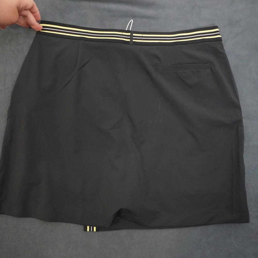 Greg Norman Womens Golf Skort Black Yellow Striped Faux Wrap Performance Large